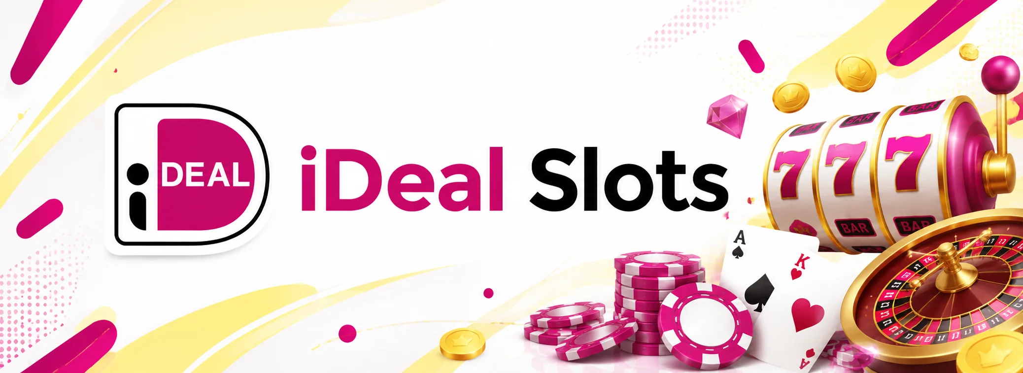 Banner van iDeal Slots met het iDEAL-logo en de welkomstbonus van 125% tot €375